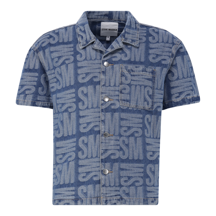 JUSTIN MID BLUE JACQUARD DENIM SHIRT