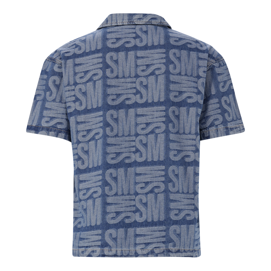 JUSTIN MID BLUE JACQUARD DENIM SHIRT