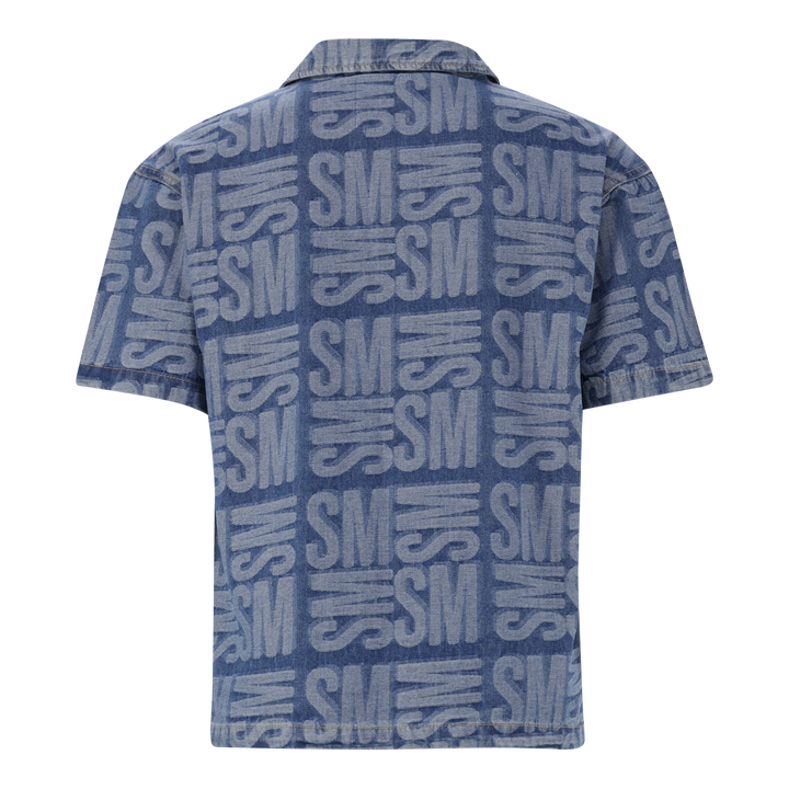 JUSTIN MID BLUE JACQUARD DENIM SHIRT