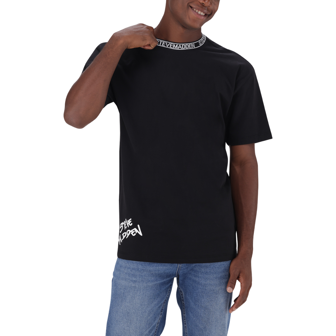 LANDON BLACK LOGO TRIMMED T-SHIRT