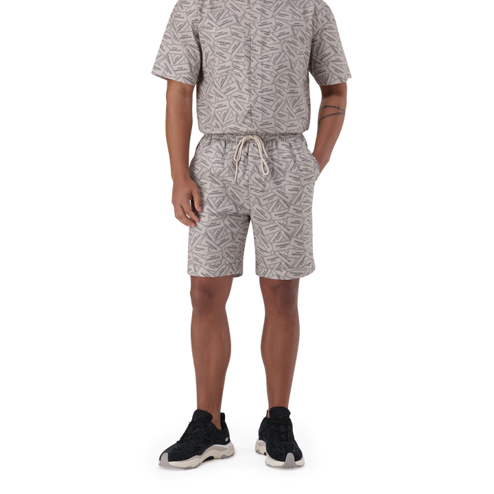 LEWIS KHAKI PRINTED SHORTS