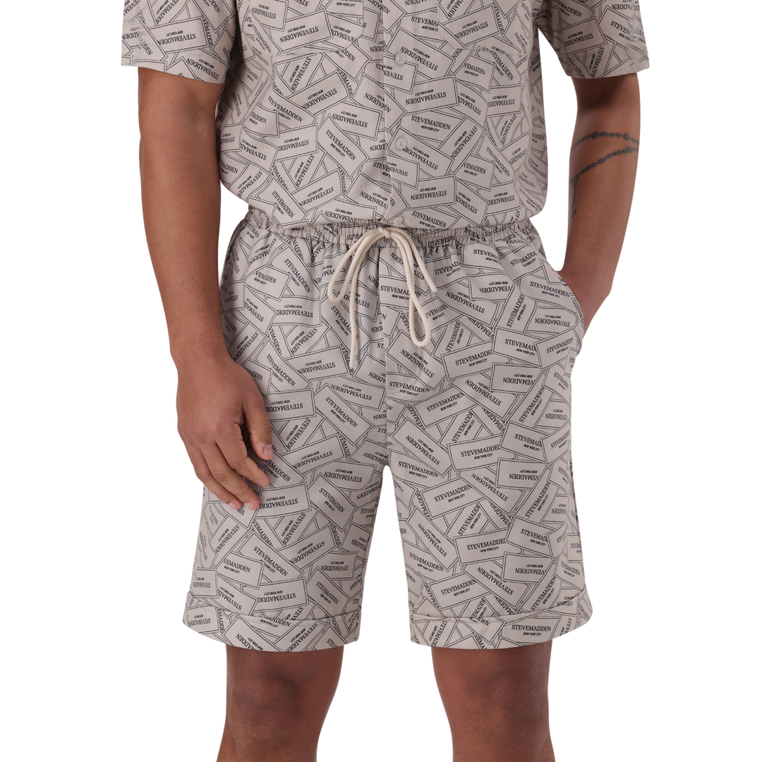 LEWIS KHAKI PRINTED SHORTS