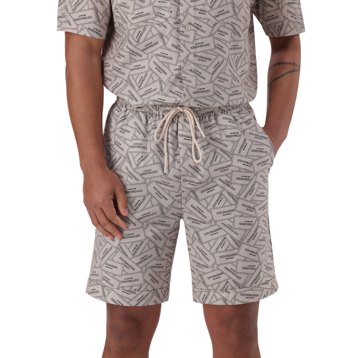 LEWIS KHAKI PRINTED SHORTS
