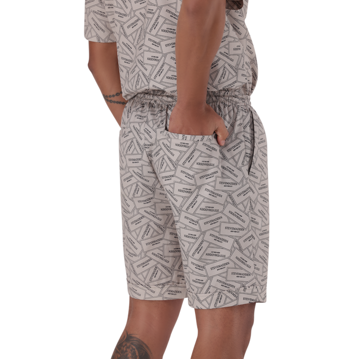 LEWIS KHAKI PRINTED SHORTS