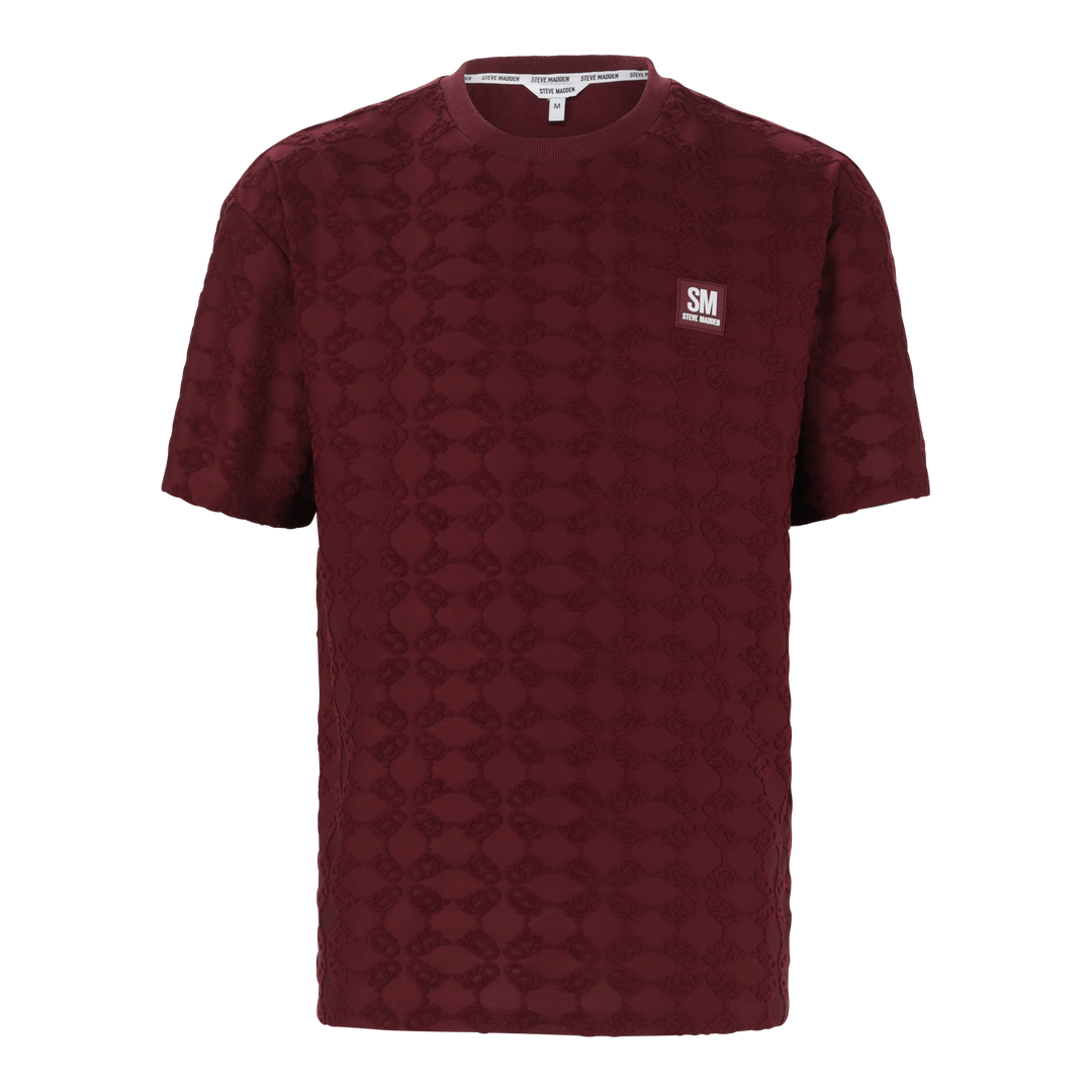 BRAN BURGUNDY EMBOSSED T-SHIRT