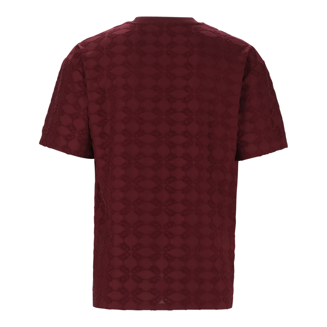 BRAN BURGUNDY EMBOSSED T-SHIRT