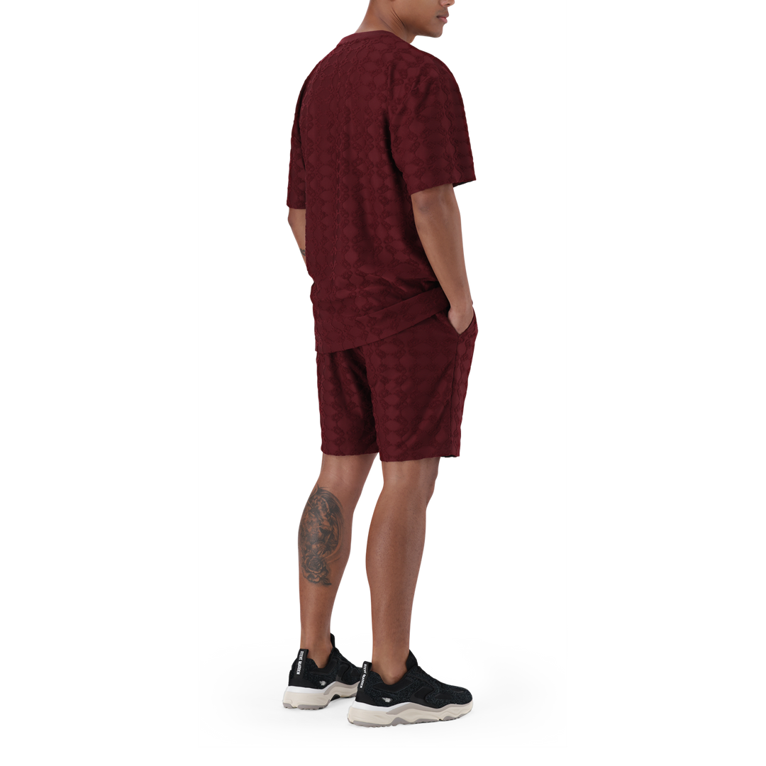 BRAN BURGUNDY EMBOSSED T-SHIRT