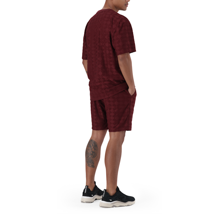 BRAN BURGUNDY EMBOSSED T-SHIRT