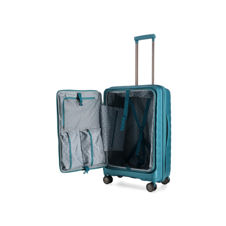 MANHATTAN JET SET TEAL BLUE LUGGAGE SET OF 3 TRAVEL CASES