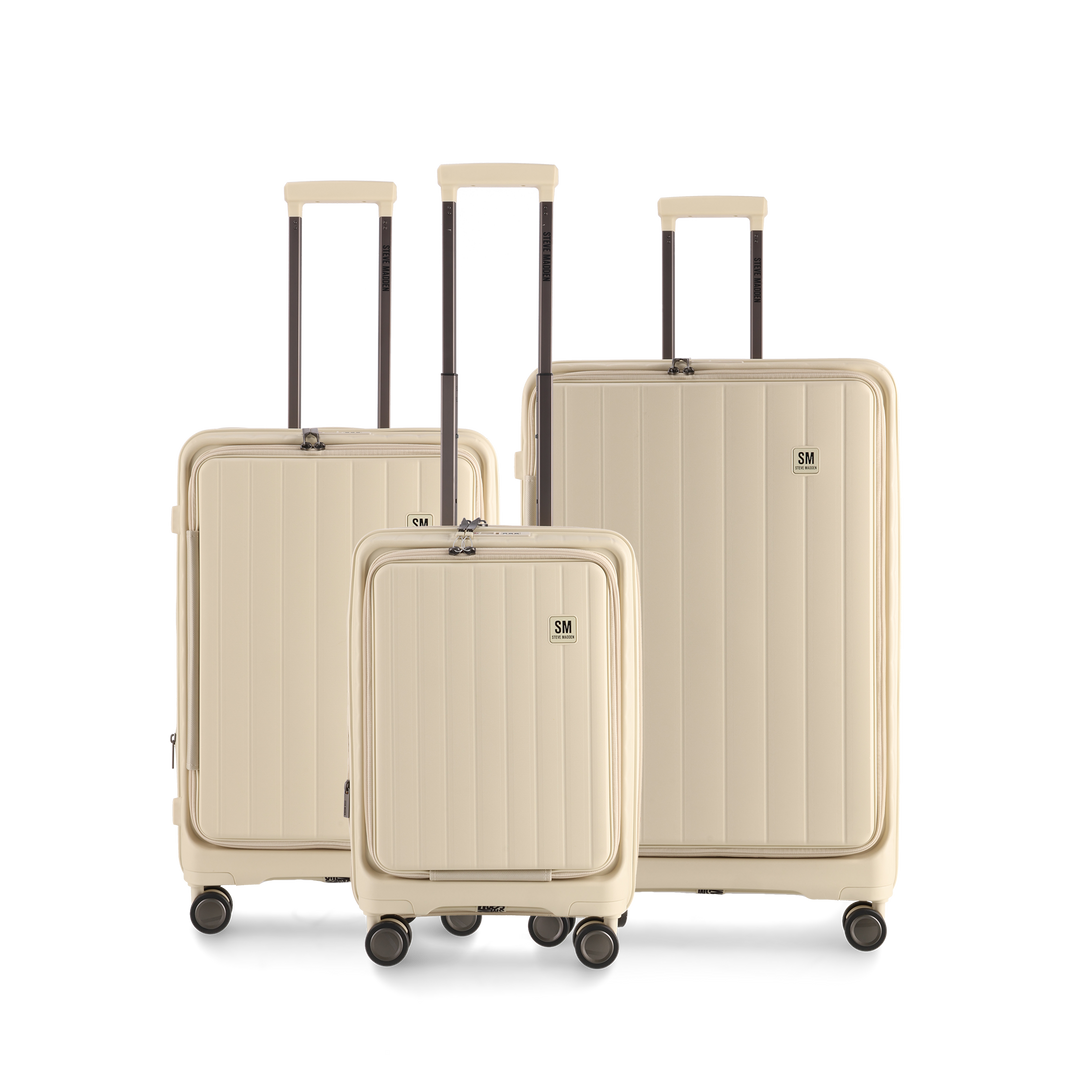 MANHATTAN JET SET CREAM LUGGAGE SET OF 3 TRAVEL CASES