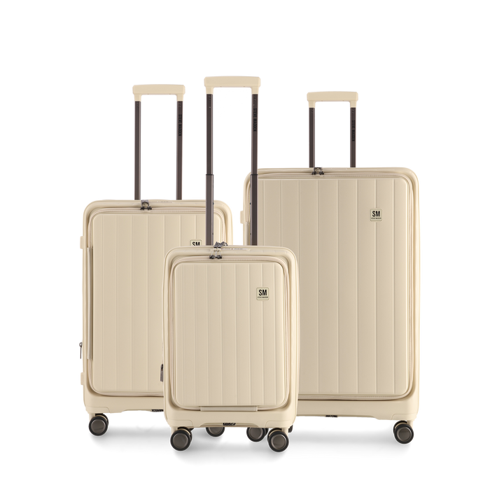 MANHATTAN JET SET CREAM LUGGAGE SET OF 3 TRAVEL CASES