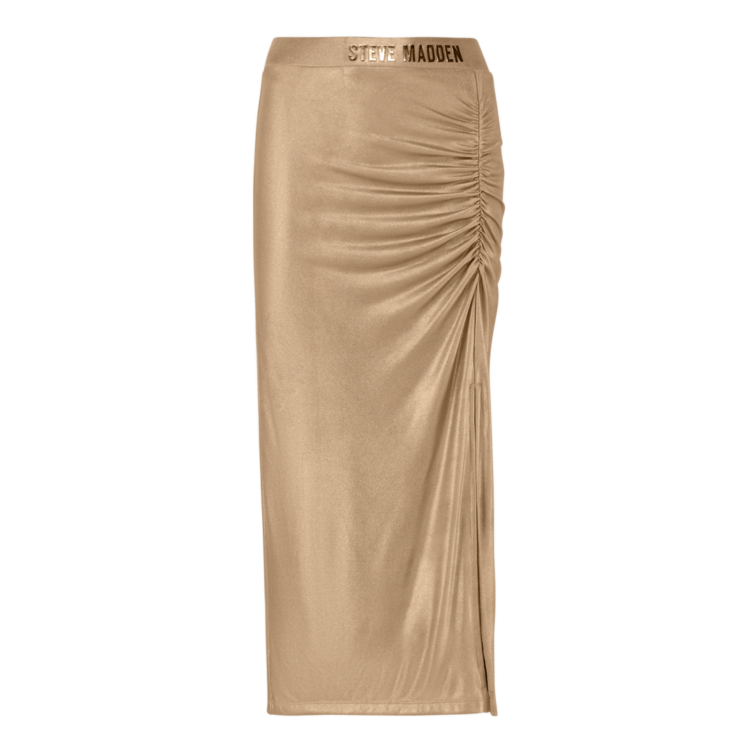 OPAL GOLD METALLIC BODYCON MIDI SKIRT