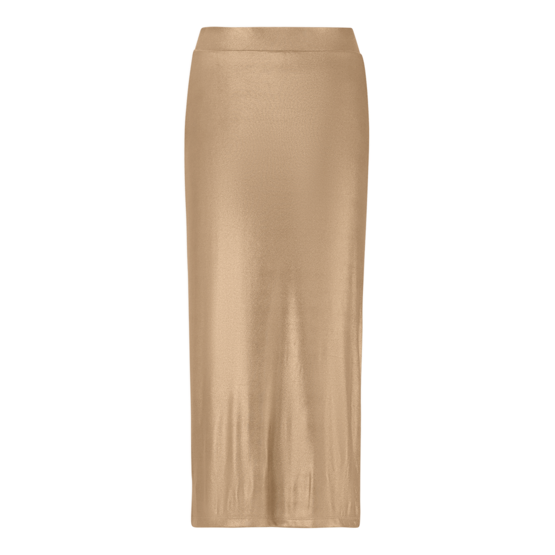 OPAL GOLD METALLIC BODYCON MIDI SKIRT