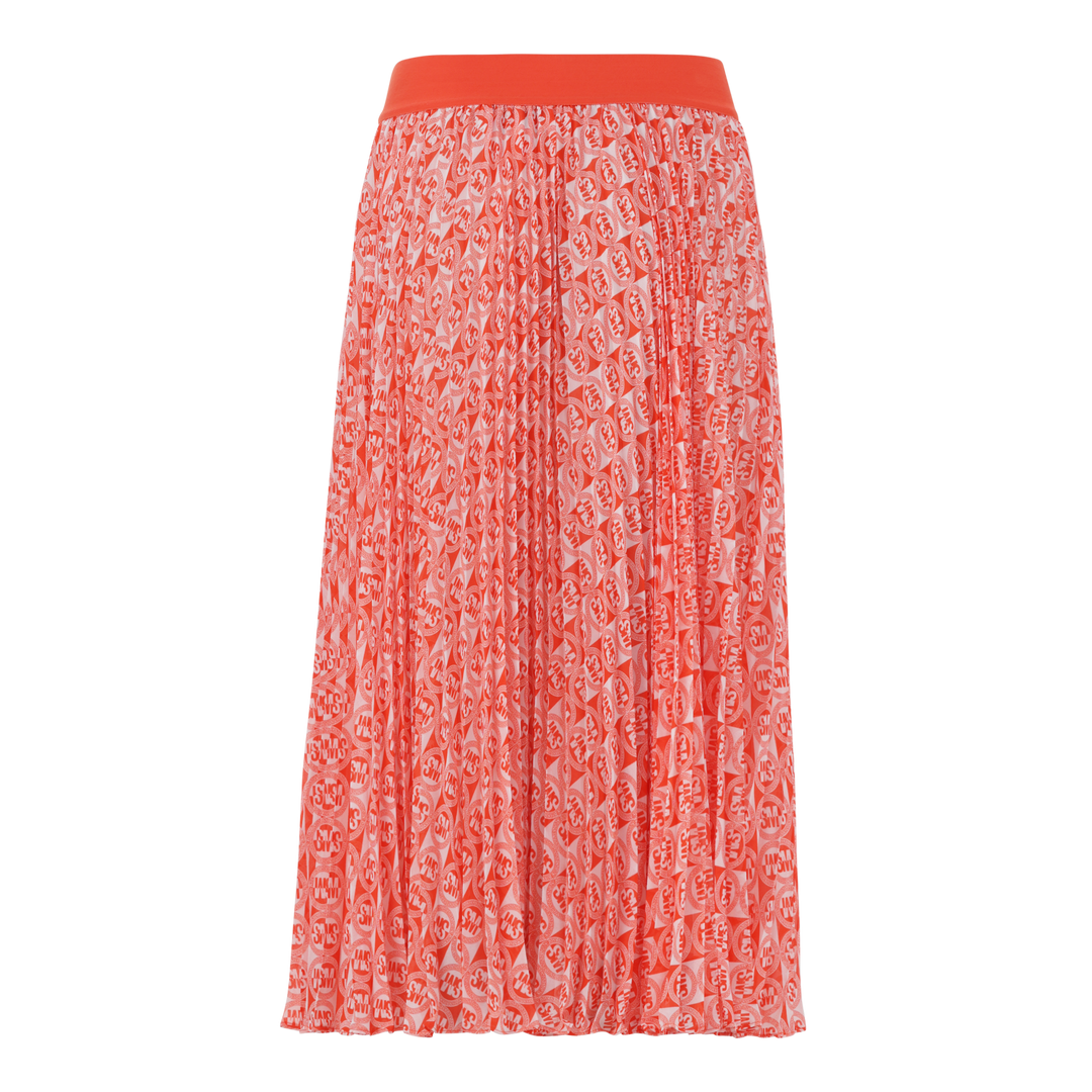 PAIGE TANGERINE PLEATED MIDI SKIRT