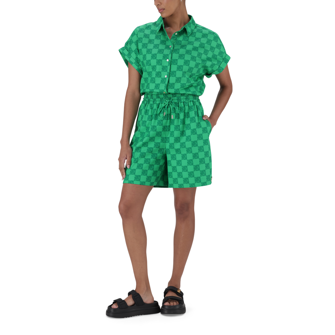 AYRA EMERALD ALLOVER PRINTED LOGO SHORTS