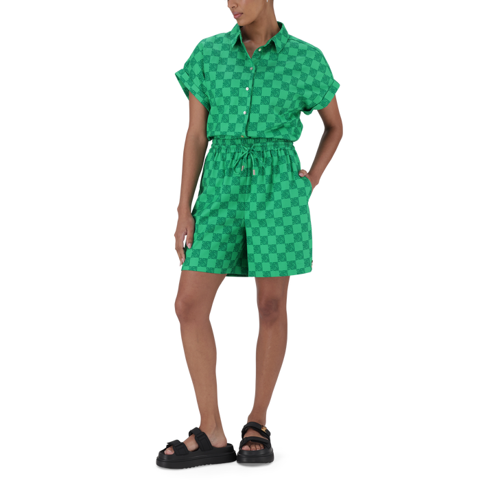 AYRA EMERALD ALLOVER PRINTED LOGO SHORTS