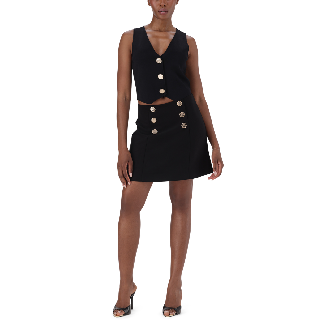 LISA BLACK SHORT SKIRT WITH BUTTONS