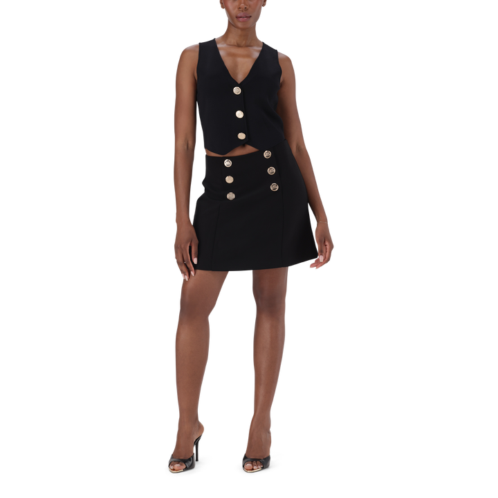 LISA BLACK SHORT SKIRT WITH BUTTONS