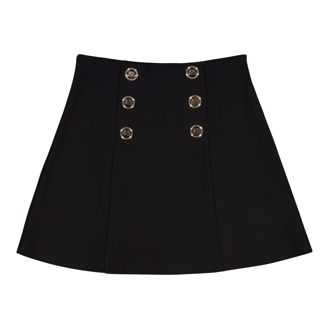 LISA BLACK SHORT SKIRT WITH BUTTONS