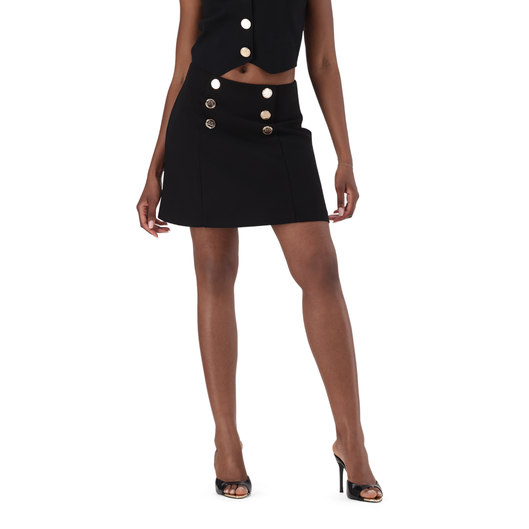 LISA BLACK SHORT SKIRT WITH BUTTONS