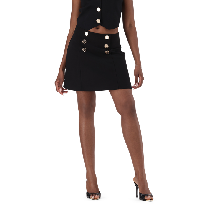 LISA BLACK SHORT SKIRT WITH BUTTONS
