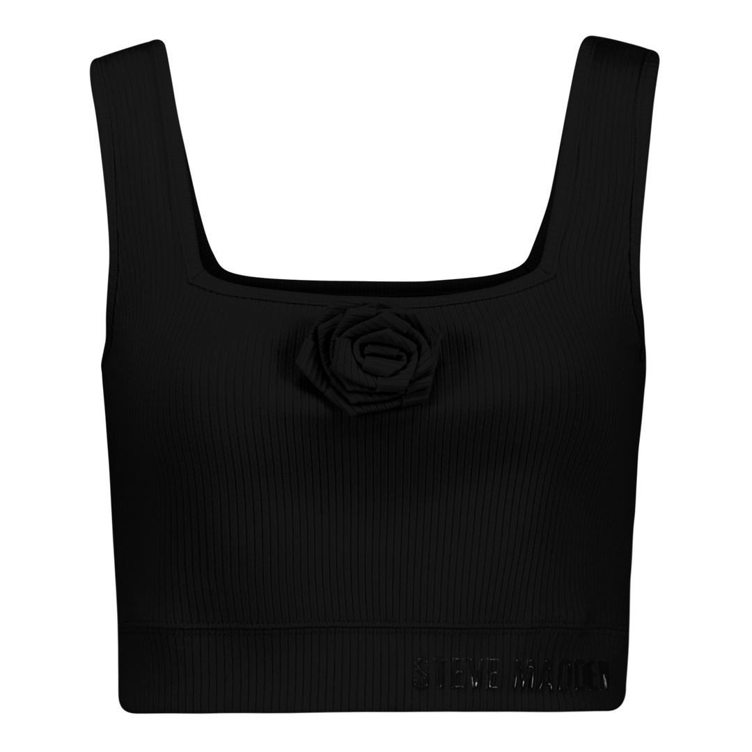 ARIANNA BLACK CROPPED TOP WITH ROSE