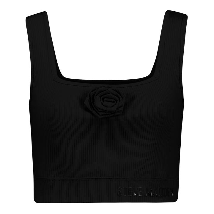 ARIANNA BLACK CROPPED TOP WITH ROSE