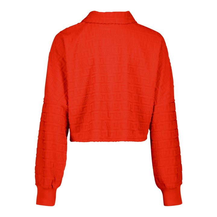NATARA TANGERINE COLLARED TOP WITH EMBOSSED LOGO