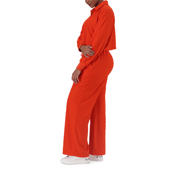 NATARA TANGERINE COLLARED TOP WITH EMBOSSED LOGO