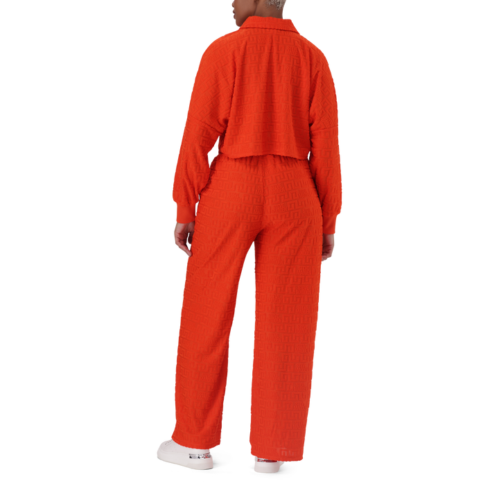 NATARA TANGERINE COLLARED TOP WITH EMBOSSED LOGO