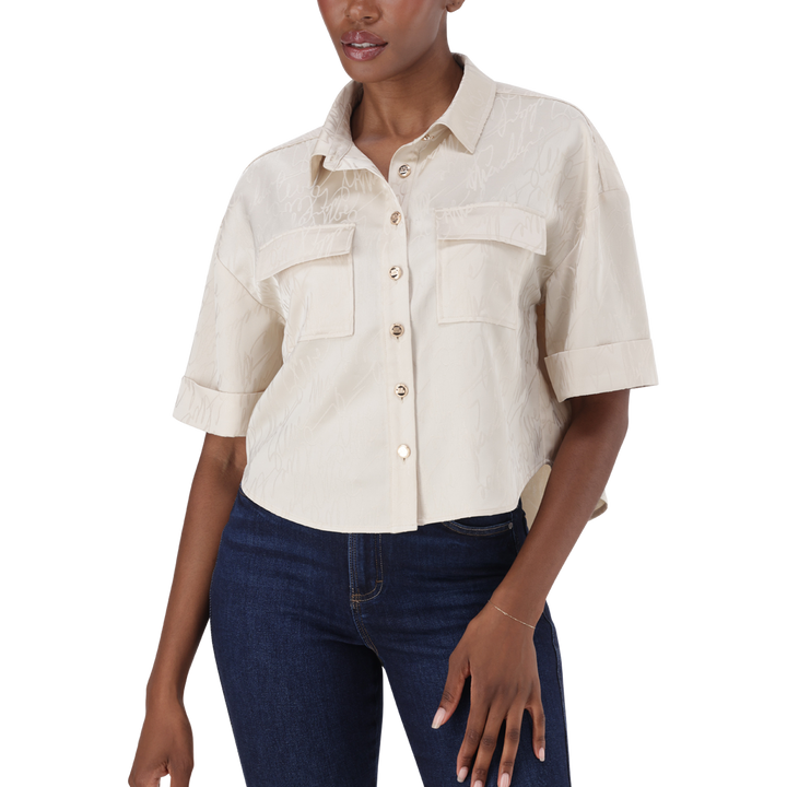 AISHA CREAM JACQUARD SATIN SHIRT