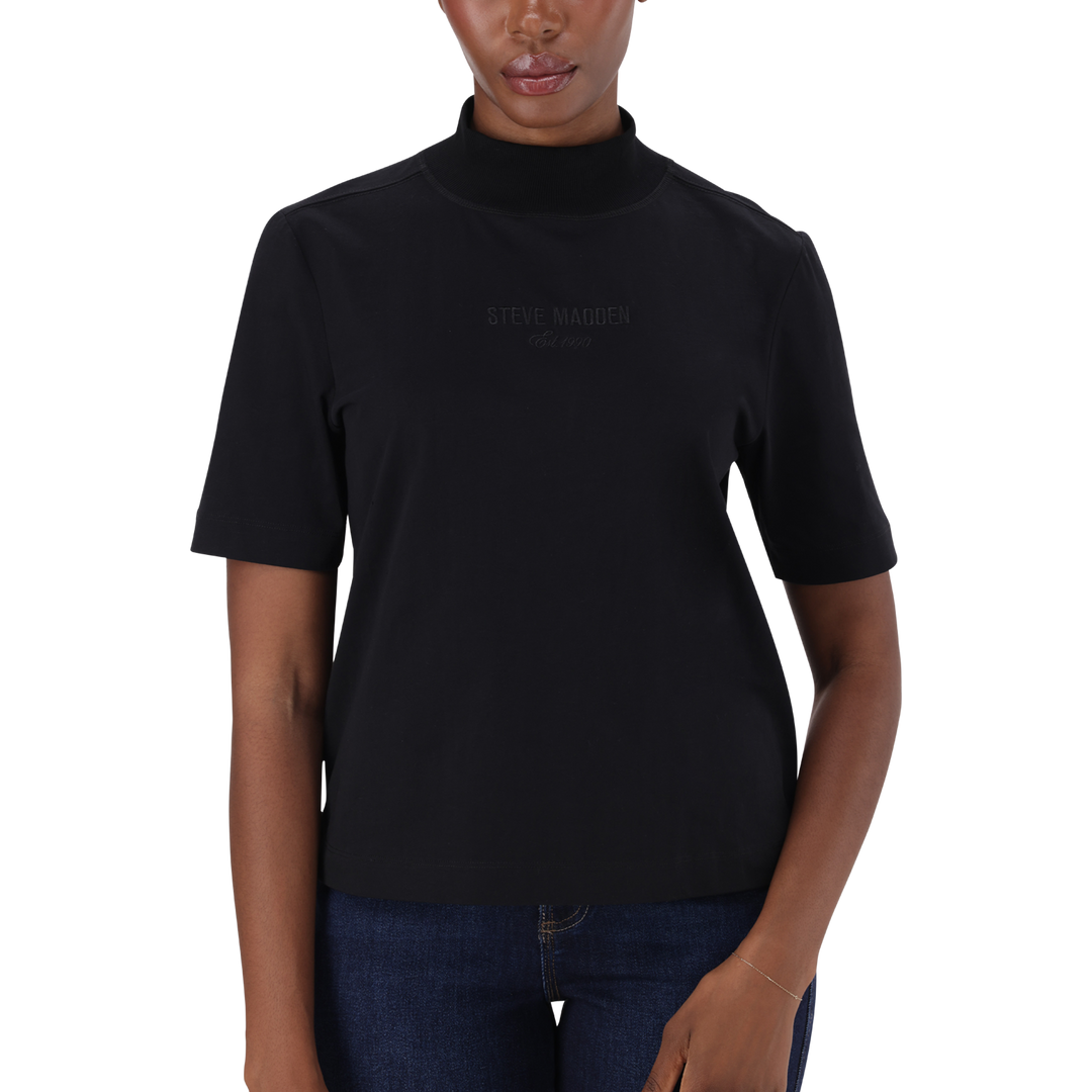KELLY BLACK HIGH NECK T-SHIRT