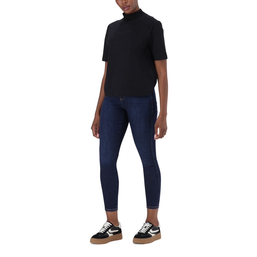 KELLY BLACK HIGH NECK T-SHIRT
