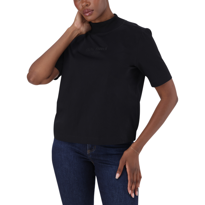 KELLY BLACK HIGH NECK T-SHIRT