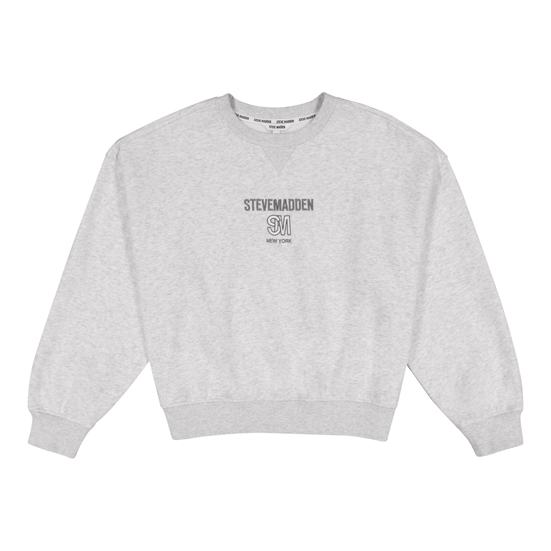 CLARA GREY MELANGE OVERSIZED CREW NECK SWEAT