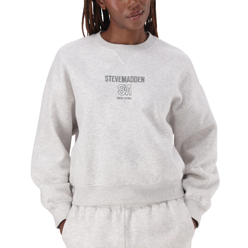CLARA GREY MELANGE OVERSIZED CREW NECK SWEAT