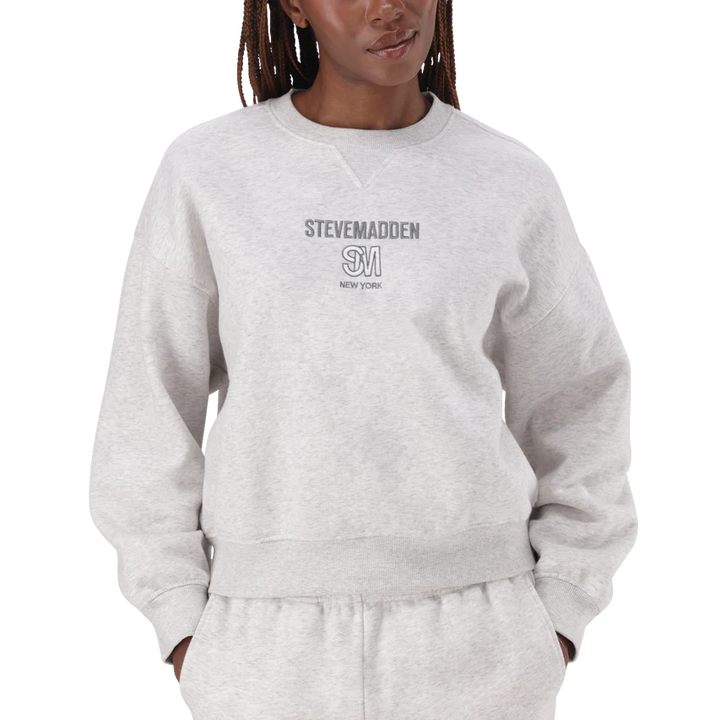 CLARA GREY MELANGE OVERSIZED CREW NECK SWEAT