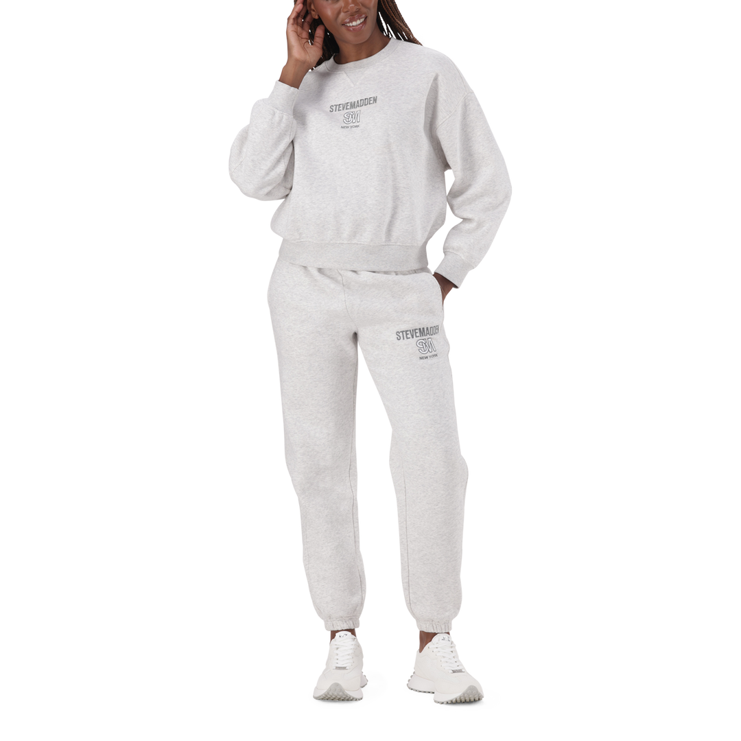 CLARA GREY MELANGE OVERSIZED CREW NECK SWEAT
