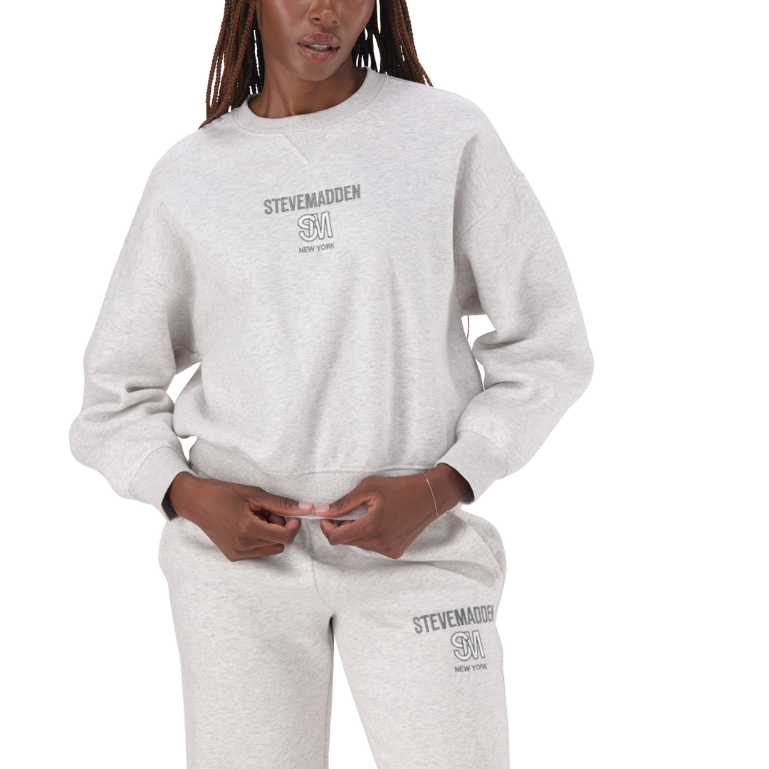 CLARA GREY MELANGE OVERSIZED CREW NECK SWEAT