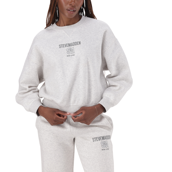 CLARA GREY MELANGE OVERSIZED CREW NECK SWEAT