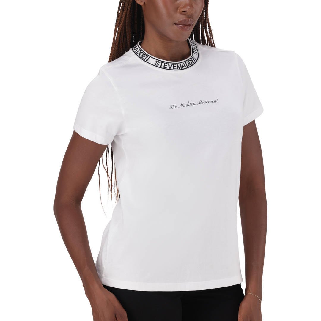 CINDY WHITE CREW NECK REGULAR T-SHIRT