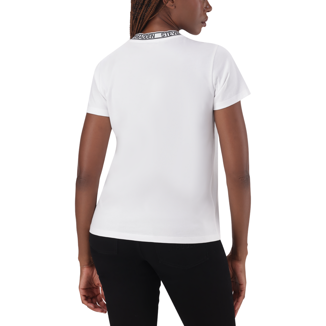 CINDY WHITE CREW NECK REGULAR T-SHIRT